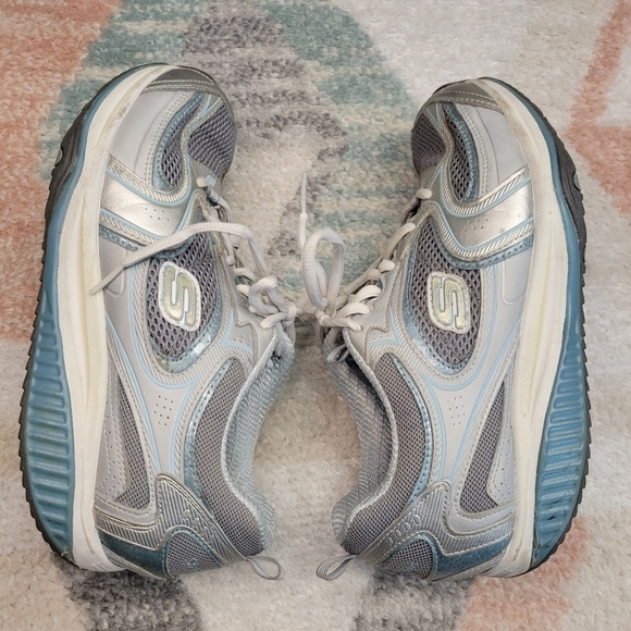 Skechers Shape Ups Walking Shoes Blue Silver  Size 8.5 - Picture 4 of 9